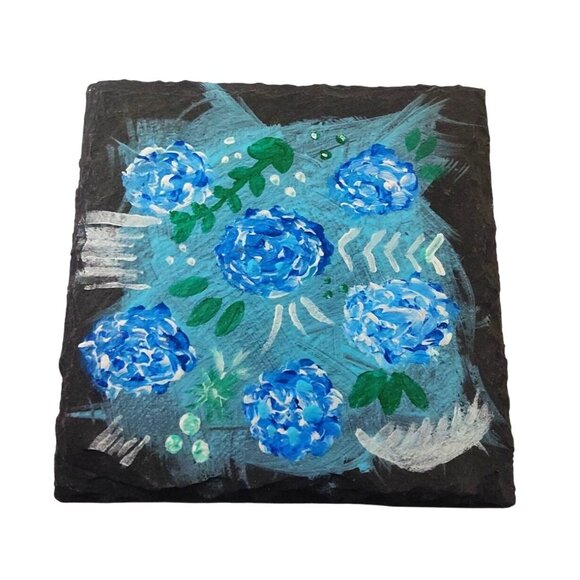 Hand-Painted Slate Coasters With Floral Design - Set Of 4 - Picture 7 of 10